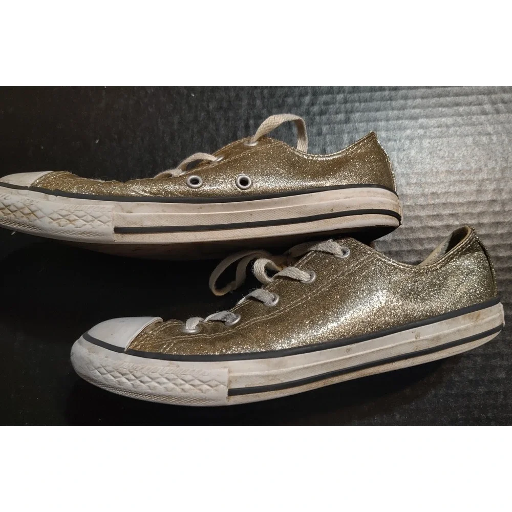 Converse All‎ Star Tennis Shoes Gold Glitter Juniors Size 4 Womens 5.5